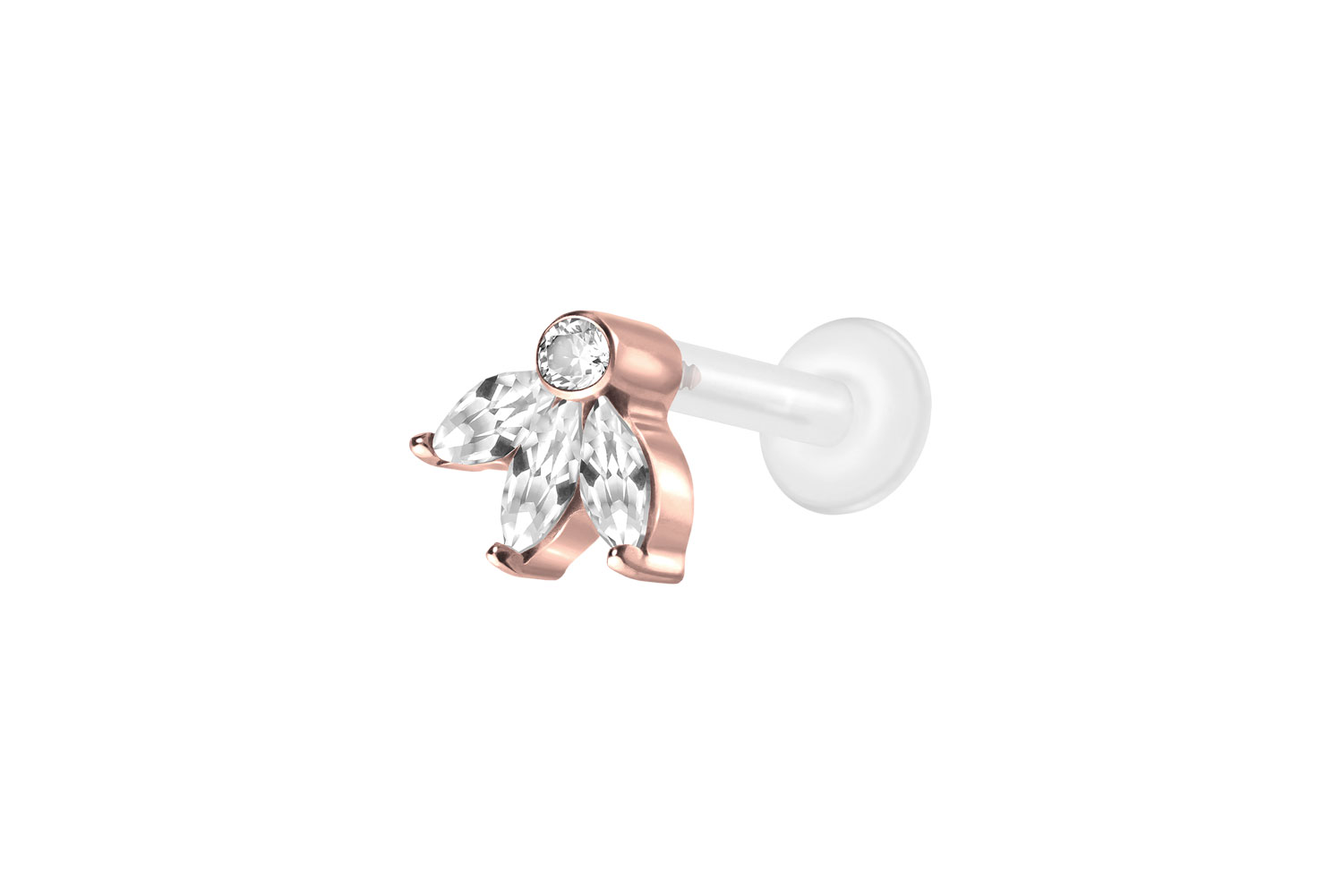 PTFE Labret Piercing mit Innengewinde + Titan-Aufsatz LOTUSBLÜTE